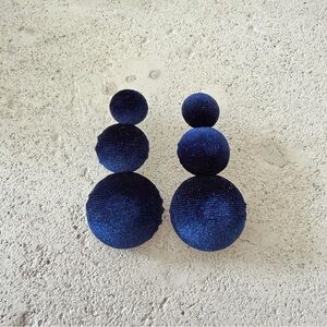 Zara Navy Velvet Drop Earrings